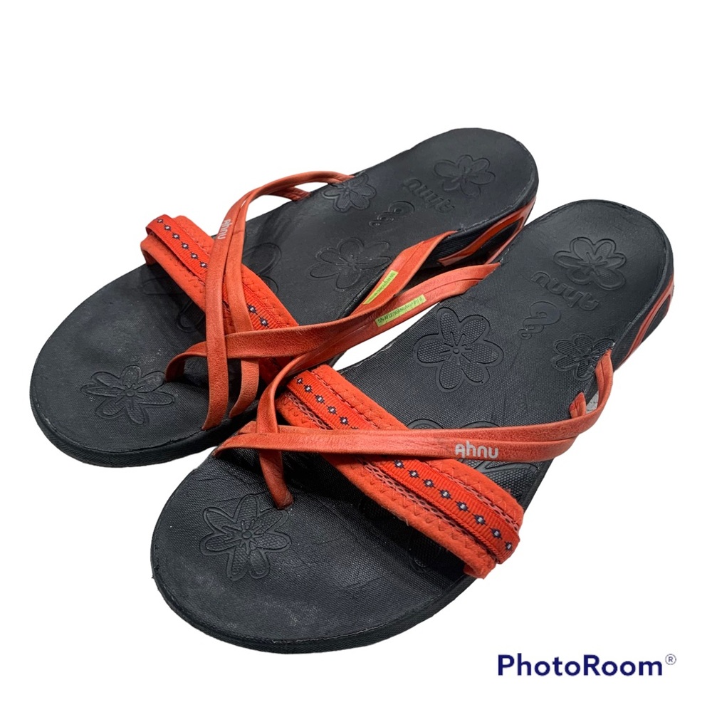 Ahnu Strappy Leather Sandal Flip Flops Orange W9